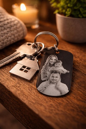 Custom Photo Engraved Key Tag | Personalised Metal Keepsake | Laser Engraved Memorial Gift - Etsy