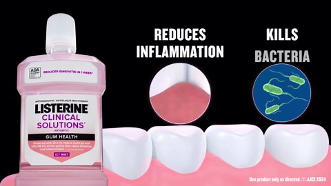 Listerine Clinical Solutions Gum Health Antiseptic Mouthwash, Antigingivitis & Antiplaque Oral Rinse Kills Germs for Healthier Gums, Reduces Gingivitis in 1 Week, ICY Mint, Twin Pack, 1 L, 2 Pack