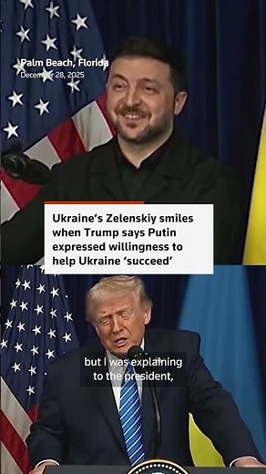 Zelenskiy smiles when Trump says Putin wants Ukraine to succeed