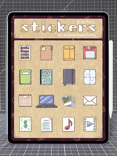 32 Supernote + Goodnotes Stickers - Hand-drawn E-ink & Color Digital Stickers - Icons Vol. 2 - Etsy