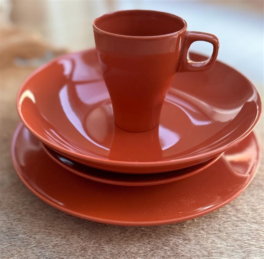 IKEA FÄRGRIK Orange Ceramic Dinnerware Set – Mug, Breakfast Plate, Bowl & Dinner Plate Ikea of Sweden Vintage Collectables Retro Tableware - Etsy