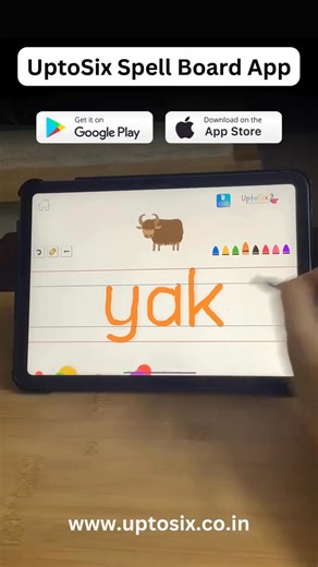 UptoSix Spell Board App. Interactive spelling learning and writing practice app for kids. Download Now and try FREE. Available on Google Play Store and App Store. #English #uptosix #phonics #spelling | Phonics Reading