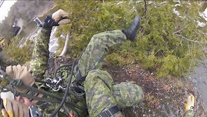 Reservists plummet through the Elora Gorge on a makeshift zipline