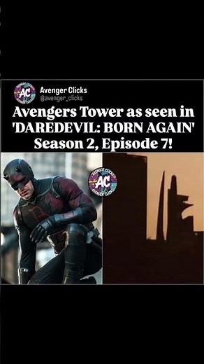 Avengers Tower spotted in Daredevil: Born Again Season 2! 😈🏙️ #Daredevil #MCU #marvelstudios