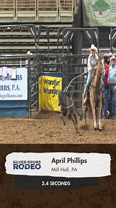 April Phillips didn’t just show up, she showed out! With a lightning-fast time of 2.4 seconds, she roped the win in women's breakaway roping like a true pro. 🐎 | Silver Spurs Rodeo