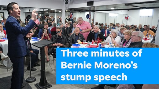 Three minutes of the stump speech of Ohio Senate candidate Bernie Moreno