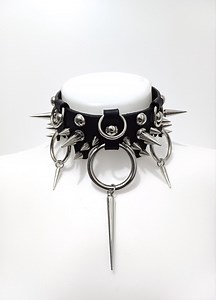 Spiked Black Leather Choker: Goth Statement Collar - Etsy