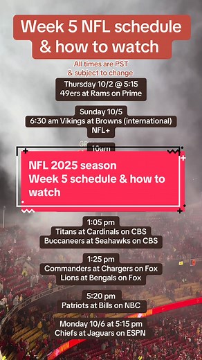NFL 2025 Week 5 Schedule and Viewing Guide