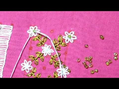 Thread Painting Flower Designs on Fabric by Anjiara