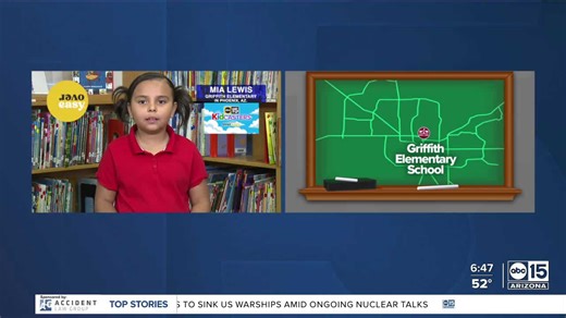 Kidcaster Mia gives your Wednesday morning forecast from Griffith Elementary School