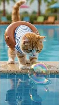 Kittens learn to swim#kitten #swimming #cute
