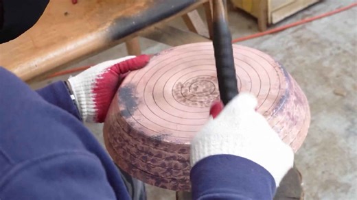 Witness the Art of Crafting a Golden Copper Pan