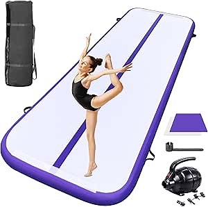 10ft 13ft 16ft 20ft Inflatable Air Gymnastics Mat Track Tumbling Mats with Electric Air Pump 4 Inches Thich for Home Use/Training/Yoga/Outdoor/Water