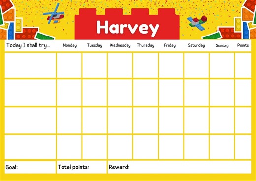 Personalised Lego Reward Chart Printable | Kids Behavior Chart | Chore Chart | Digital Download PDF | Routine Chart for Kids - Etsy