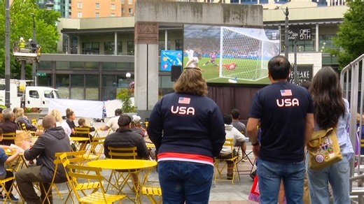Fans cheer on Team USA women's soccer in downtown Seattle