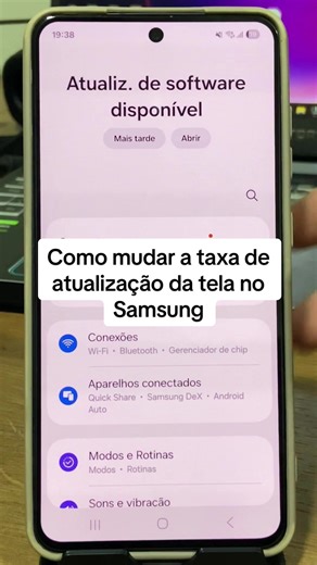 Como mudar a taxa de atualização da tela no Samsung #samsung #taxa#atualizacao#dicas#