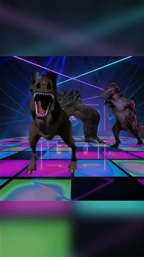 T-Rex, Spinosaurus, and Godzilla dancing on the dance floor! (Meme) 🤣