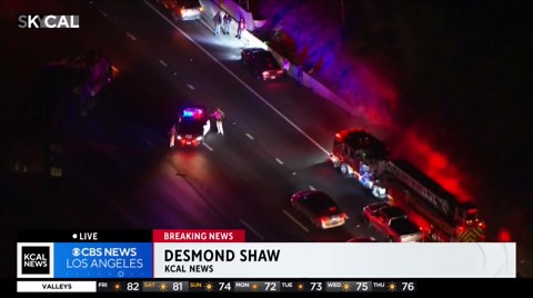 Overturned big rig creates massive traffic jam on 60 Freeway in Pomona