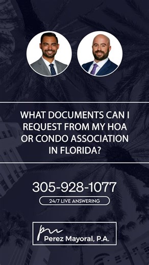 Florida law gives homeowners the right to access key HOA and condo association records — including budgets, meeting minutes, insurance policies, and financial statements. Transparency isn’t optional, it’s your right as an owner 🏡📄 If your association refuses to provide documents or delays your request, you may have legal grounds to act. #WeSueHoas #yourHOAattorneys #HOALaw #CondoLiving #HomeownerRights #FloridaLaw | Perez Mayoral, P.A.
