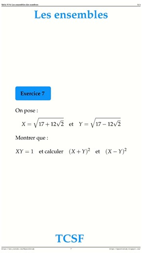Exercice 7 Cours 4 Les ensembles TCSF Maths space2study MTCSS4v15 #maths