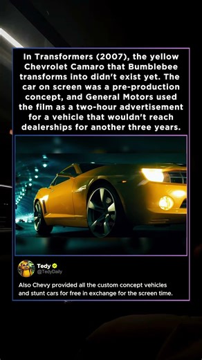 In Transformers (2007), the yellow Chevrolet Camaro that Bumblebee transforms into didn't exist yet