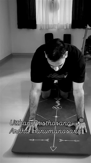 Krunal Trivedi on Instagram: "Utthan Pristhasana ➝ Ardha Hanumanasana. Strong legs need flexible hips. Flowing from Utthan Pristhasana to Ardha Hanumanasana — one breath at a time. 🧘‍♂️ Recovery is part of training. - Utthan Pristhasana Benefits ✔️ Opens hips & groin ✔️ Stretches hip flexors & quads ✔️ Improves lower-body mobility ✔️ Prepares body for deeper stretches - Ardha Hanumanasana Benefits ✔️ Deep hamstring stretch ✔️ Improves flexibility & posture ✔️ Prevents running injuries ✔️ Releas