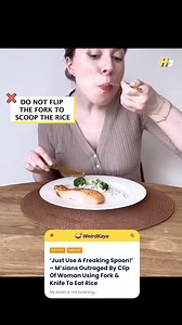 65K views · 474 reactions | I mean why?? 奈 Read here: https://weirdkaya.com/just-use-a-freaking-spoon-msians-outraged-by-clip-of-woman-using-fork-knife-to-eat-rice/ | WeirdKaya | Facebook