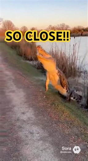 Huge Alligator ATTACKS Out of Nowhere 😱🐊 | Dog & Owner Escape in Seconds!