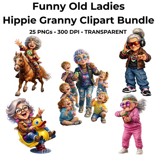 Funny Grandma Clipart Bundle: Sassy Old Ladies PNG Graphics (commercial Use Included) - Etsy