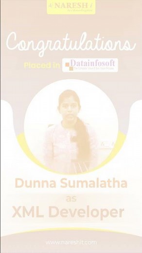 "🎉 #Congratulations to the #XMLDeveloper for *Placement at Datainfosoft | NareshIT!" #placement