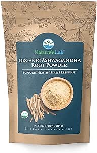Nature's Lab Organic Ashwagandha Root Powder - 1lb Bag (227 Servings)