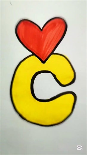 Letter C Drawing with Heart ❤️ | Easy Alphabet Drawing for beginners #LetterC #ColoringFun