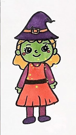 How to draw a cute Monster Girl | Step by step drawing for kids #shorts #halloween