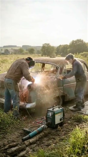 Rusty Car Restoration 😱 From Scrap to Super Clean! #shorts