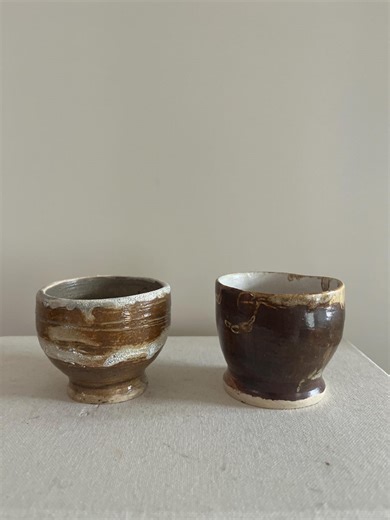 Pair of Studio Pottery Bowls - Handmade Wabi Sabi Dishes - Handmade Ceramic Bowls