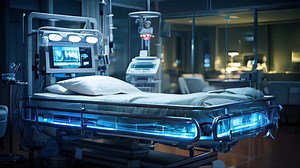 Download Hospital bed in the hospital room. Concept hospital hospital rest and care for patients healthcare for free