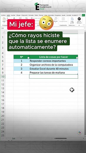 Truco para enumerar y encuadrar datos en Excel automáticamente