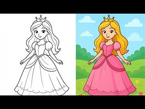 Coloring a Beautiful Princess – Fun and Easy Drawing for Kids!