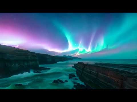 Aurora Dancing Over the Ocean Cliffs
