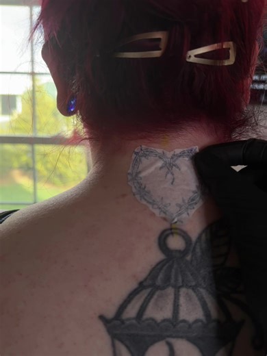 barbed wire heart 🖤 #tattoo #tattoos #fyp #barbedwiretattoo #backofnecktattoo