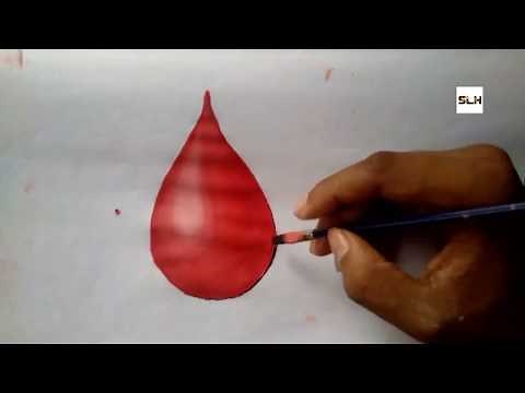 How to draw drop of blood, blood drop painting using watercolor