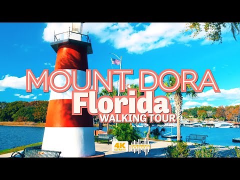 Mount Dora, Florida - Picturesque Lakeside and Downtown Walking Tour - 4K