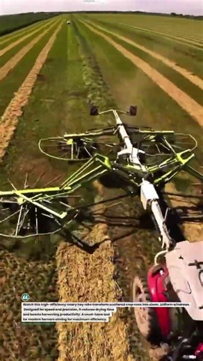 High-Speed Hay Rake System 🚜💨 #FarmingTech #HayHarvest #AgriMachinery
