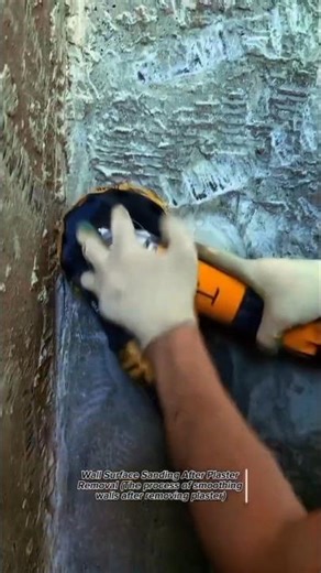 Wall Sanding After Plaster Removal | Electric Wall Sander Surface Preparation Process