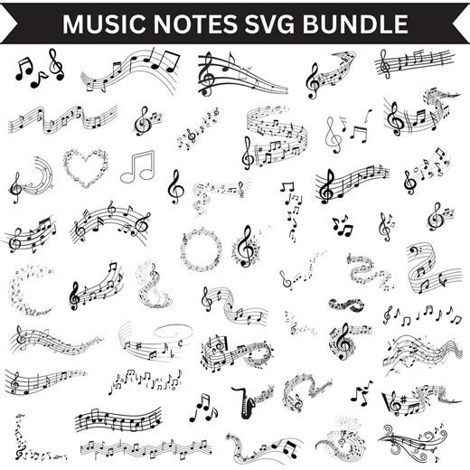 Music Notes SVG Bundle, Musical Clipart for Cricut, Musical Vector, Digital Cut Files, Instant Download. - Etsy