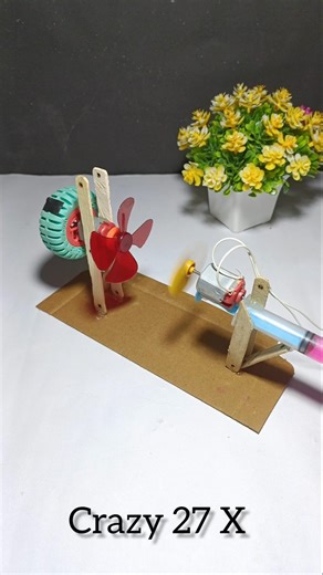 hydraulic Power fan diy science project. #scienceproject #dcmotor #fan #diy