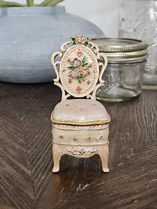 Miniature Enamel Chair Trinket Box With Magnetic Lid | Victorian Style Jewelry Box - Etsy