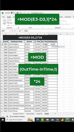 🚀 Calculate Working Hours in Excel with One Simple Formula! ⏰📊 #excel #microsoftexcel