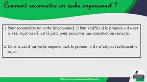 Les #verbes #impersonnels appelés aussi verbes #unipersonnels sont des #verbes qui utilisent le pronom personnel #sujet « il ». Lisez cette #leçon de #français de Bienécrire pour mieux comprendre les verbes #impersonnels. | Bien écrire le français