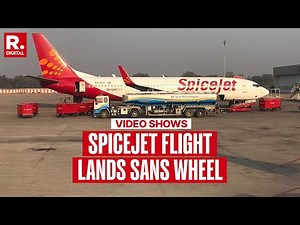 Exact Moment Spicejet Plane Lands Without Wheel At Mumbai Airport Amid Full Emergency